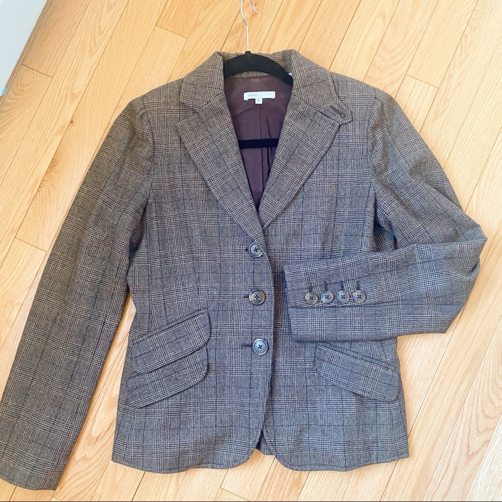 Vince Brown Multi Plaid Blazer